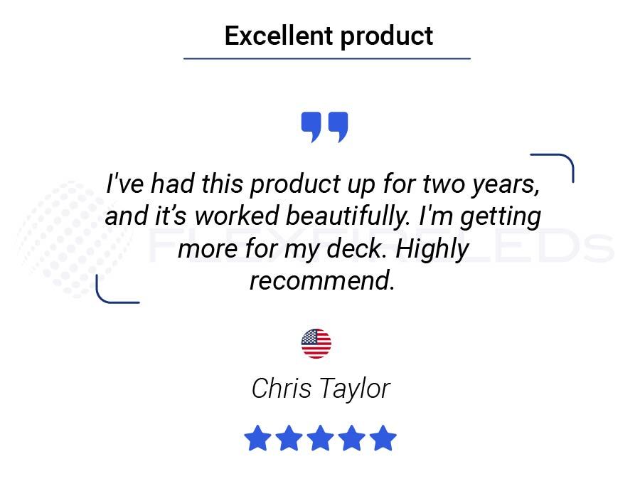 client review from Chris T.saying we sell exellent products