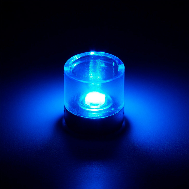 close-up of a blue light emitting diode