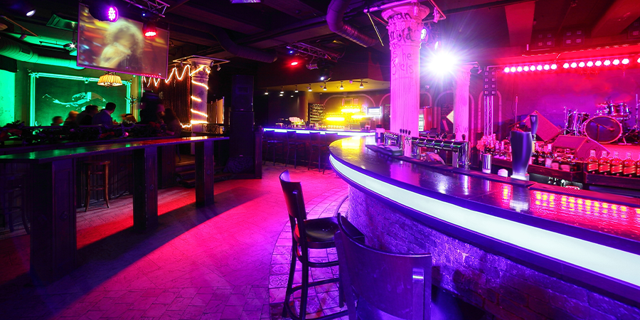 Colorful rgb lights enhancing a stylish bar