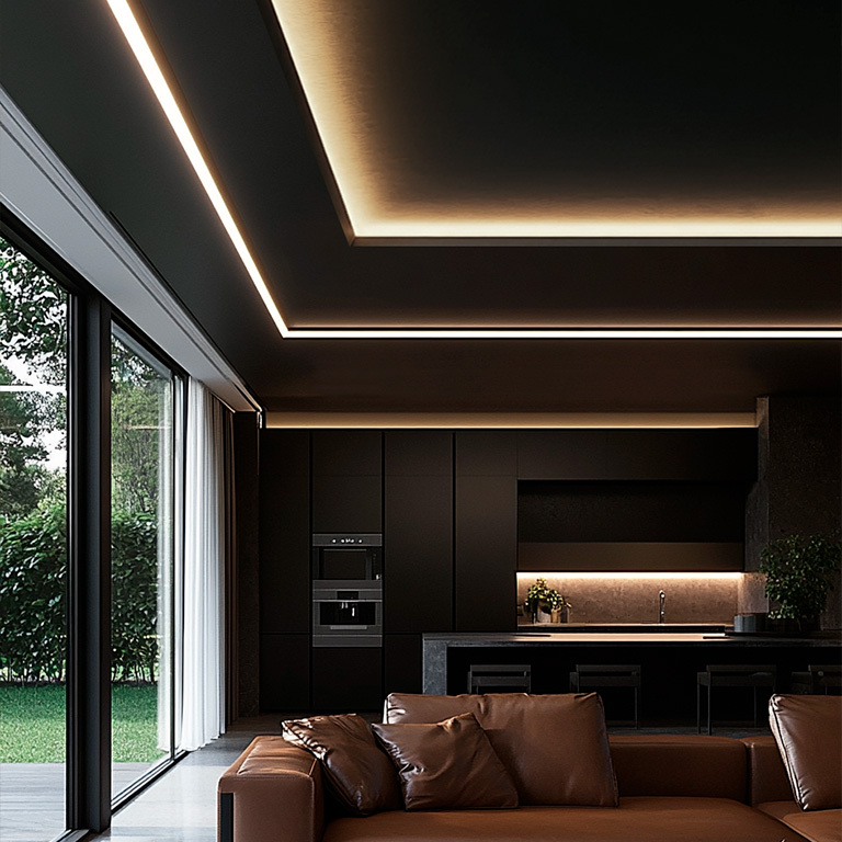 Warm single color soffit lighting