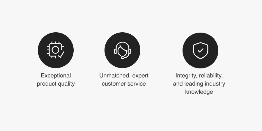 Exceptional product quality expert customer service and industry knowledge Exceptional product quality expert customer service and industry knowledge
