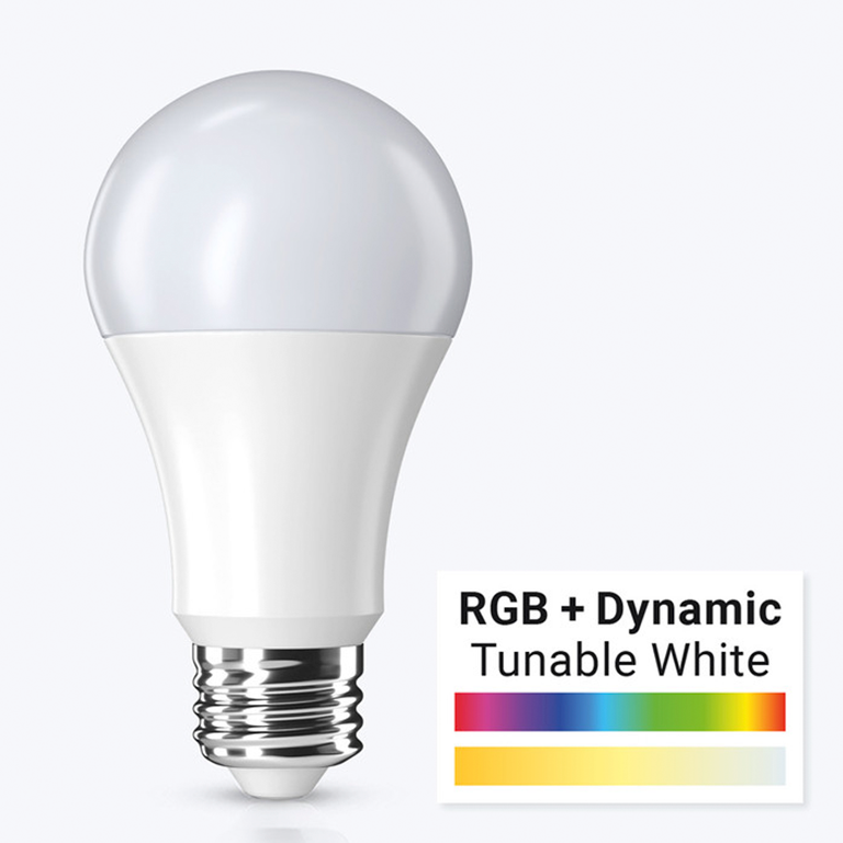 RGB + Dynamic Tunable White LED Bulb Smart bulb with adjustable color and tunable white lighting