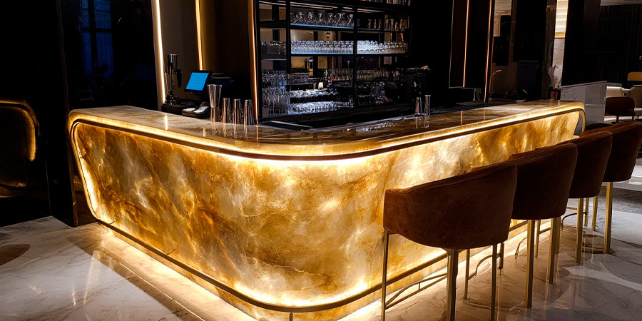 Example of how to use white Light sheets to illuminate a quartz bar countertop