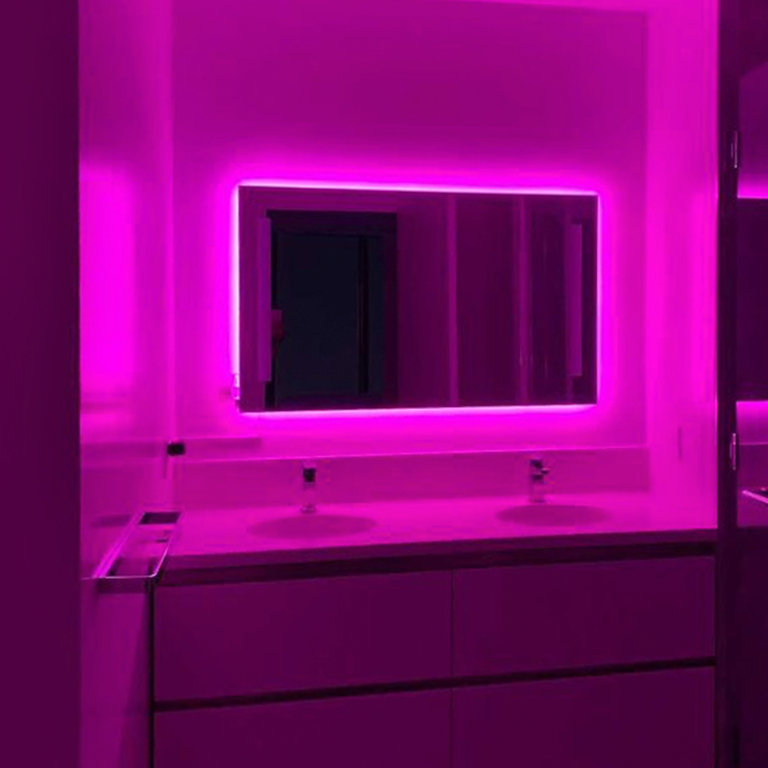 Color changing lights for the vanity mirror