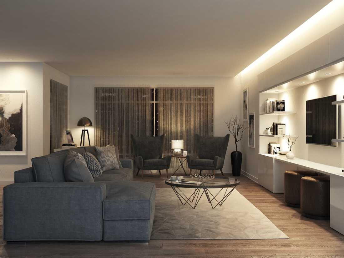 living room tri podlamp lighting