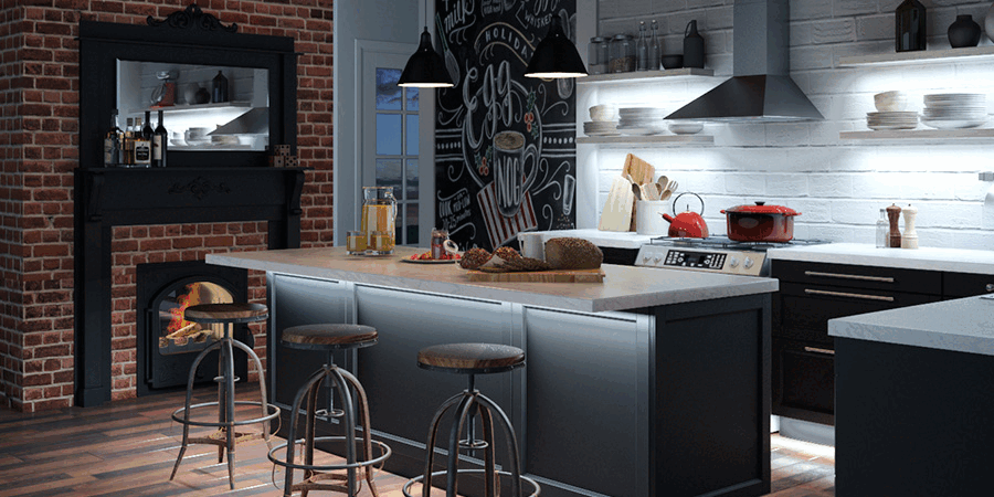 Contemporary kitchen with under-cabinet LED strip lights