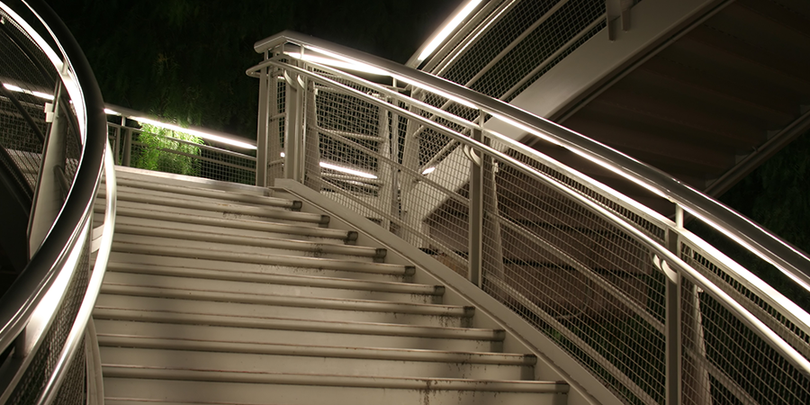 Outdoor rail stair lighting